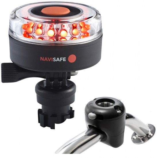 Navisafe Navilight All RED 360 Degree 2NM w/Navimount Base & Rail Mount - Black