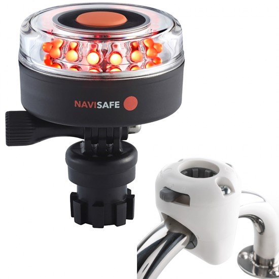 Navisafe Navilight All RED 360 Degree 2NM w/Navimount Base & Rail Mount - White