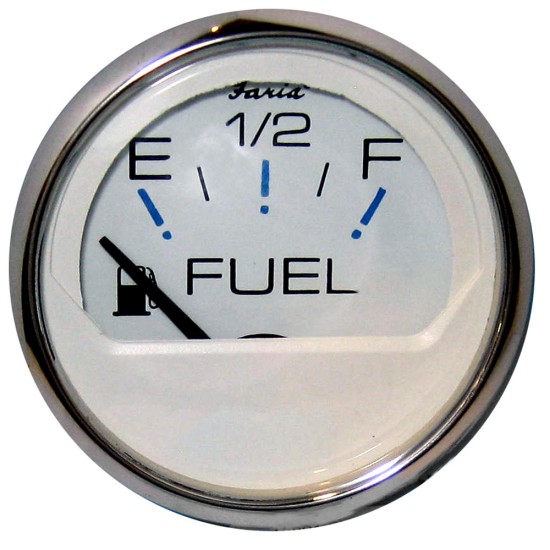 Faria Chesapeake White SS 2" Fuel Level Gauge (E-1/2-F) Faria Chesapeake White SS 2" Fuel Level Gauge (E-1/2-F)