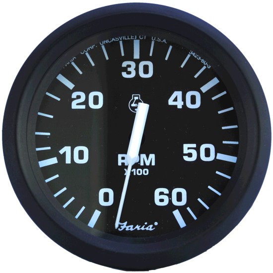 Faria Euro Black 4" Tachometer - 6,000 RPM (Gas - Inboard & I/O) Faria Euro Black 4" Tachometer - 6,000 RPM (Gas - Inboard & I/O)