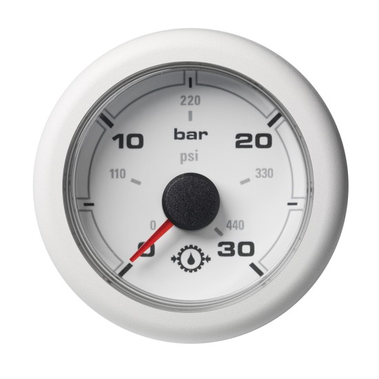 Veratron 52MM (2-1/16") OceanLink Transmission Oil Pressure Gauge - 30 Bar/440 PSI - White Dial & Bezel Veratron 52MM (2-1/16") OceanLink Transmission Oil Pressure Gauge - 30 Bar/440 PSI - White Dial & Bezel