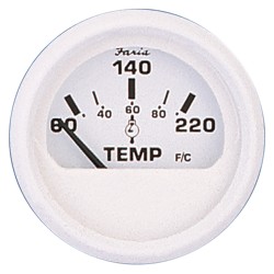 Faria Dress White 2" Cylinder Head Temperature Gauge (60 - 220 Degree F)
