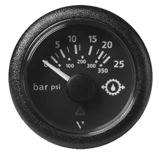 Veratron 52MM (2-1/16") ViewLine Transmission Oil Pressure 25 Bar/350 PSI - Black Dial & Round Bezel Veratron 52MM (2-1/16") ViewLine Transmission Oil Pressure 25 Bar/350 PSI - Black Dial & Round Bezel