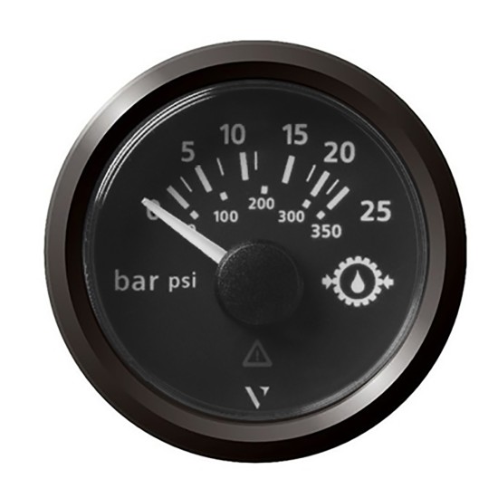 Veratron 52MM (2-1/16") ViewLine Transmission Oil Pressure 25 Bar/350 PSI - Black Dial & Triangular Bezel Veratron 52MM (2-1/16") ViewLine Transmission Oil Pressure 25 Bar/350 PSI - Black Dial & Triangular Bezel