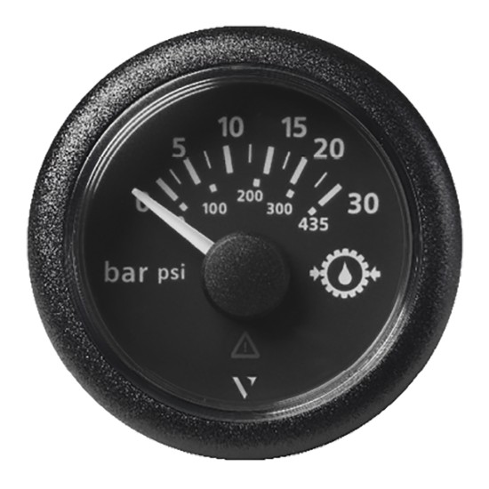 Veratron 52MM (2-1/16") ViewLine Transmission Oil Pressure 30 Bar/435 PSI - Black Dial & Round Bezel Veratron 52MM (2-1/16") ViewLine Transmission Oil Pressure 30 Bar/435 PSI - Black Dial & Round Bezel