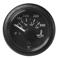 Veratron 52MM (2-1/16") ViewLine Oil Temperature Gauge 120-300 Degree F - Black Dial & Bezel