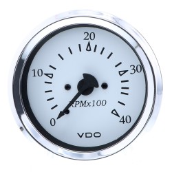 VDO Cockpit Marine 85MM (3-3/8") Diesel Tachometer - 4000 RPM - White Dial/Chrome Bezel VDO Cockpit Marine 85MM (3-3/8") Diesel Tachometer - 4000 RPM - White Dial/Chrome Bezel